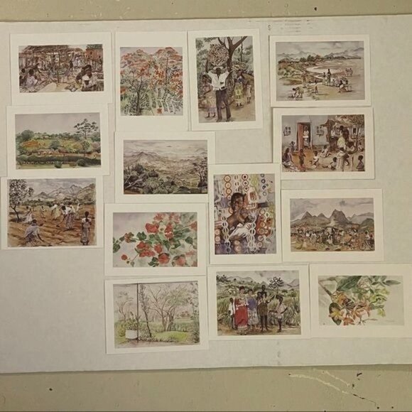 Watercolor by Dorothy B. Hayes 1994 Blank Cards Set of 14 Floral People Farm - Picture 15 of 16